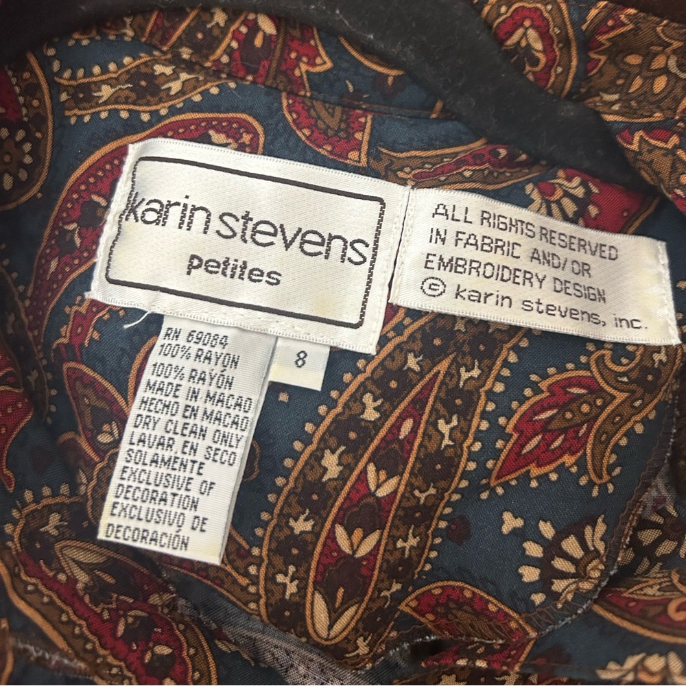 Karin Stevens Vintage Paisley dress. Size 7 petite - Picture 7 of 7